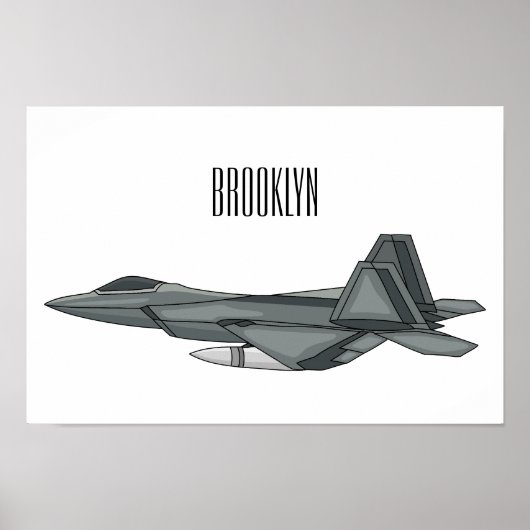 戦闘機の漫画イラストレーション ポスター (正面)