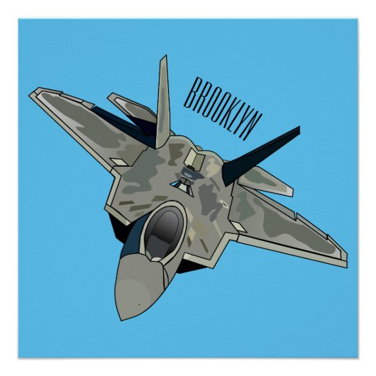 戦闘機の漫画イラストレーション ポスター (正面)