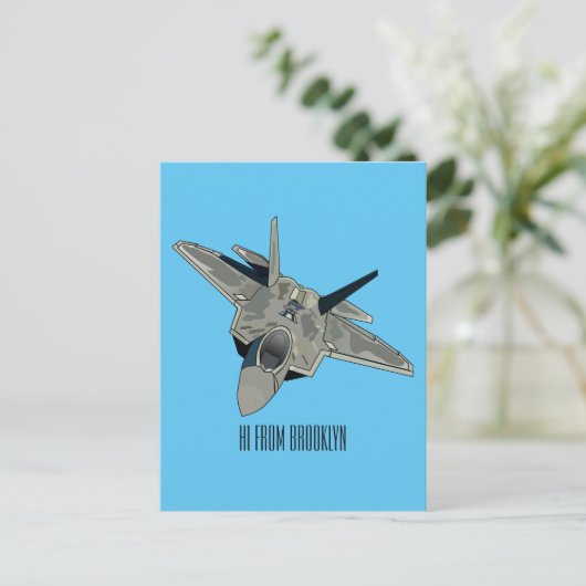 戦闘機の漫画イラストレーション ポストカード (スタンド正面)