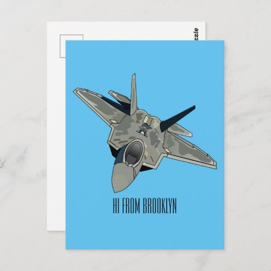 戦闘機の漫画イラストレーション ポストカード (正面/裏面)