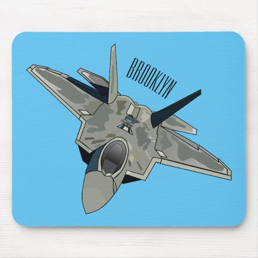 戦闘機の漫画イラストレーション マウスパッド (正面)