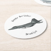 戦闘機の漫画イラストレーション ラウンドペーパーコースター (アングル)
