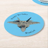 戦闘機の漫画イラストレーション ラウンドペーパーコースター (アングル)