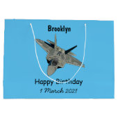 戦闘機の漫画イラストレーション ラージペーパーバッグ (裏面)