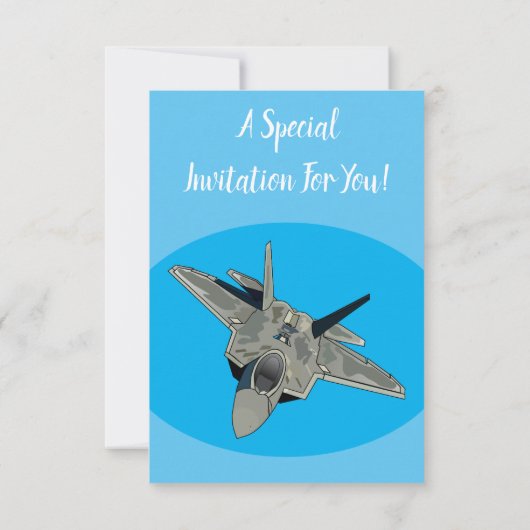 戦闘機の漫画イラストレーション 招待状 (裏面)