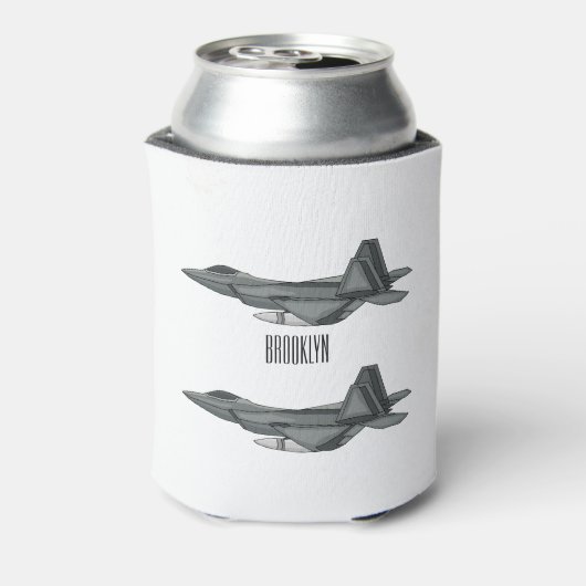 戦闘機の漫画イラストレーション 缶クーラー (缶裏面)