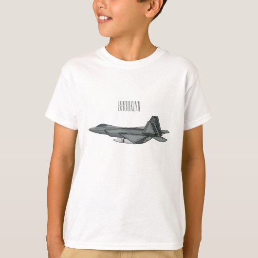 戦闘機の漫画イラストレーション Tシャツ (正面)