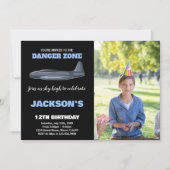 戦闘機の青い誕生日招待状（写真付き） 招待状 (正面)