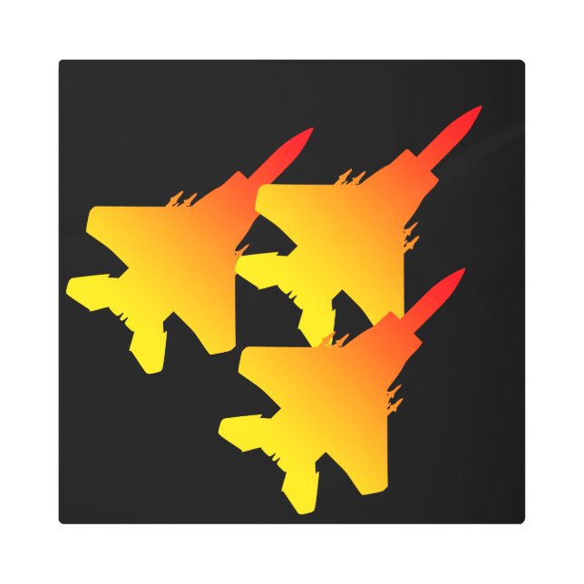 戦闘機ジェット戦隊16"x16"メタルアート メタルプリント (正面)