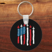 戦闘機ジェット機、7月パトリオティ州旗4日 キーホルダー (正面)