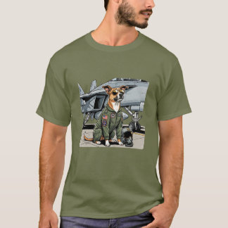 戦闘機パイロット犬Tシャツ Tシャツ