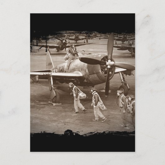 戦闘機パイロットP-47サンダーボルトのトレーニング ポストカード (正面)