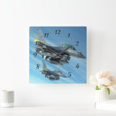 戦闘機 スクエア壁時計 (ホーム)