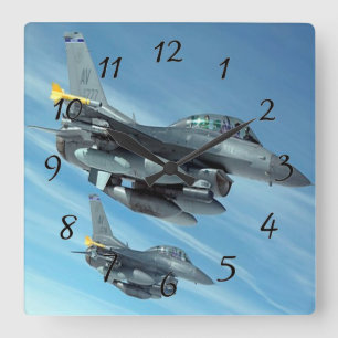 戦闘機 スクエア壁時計