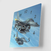 戦闘機 スクエア壁時計 (傾斜)