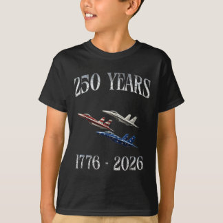 戦闘機 フラッグ 250周年 1776-2026 250歳の誕生日 Tシャツ