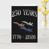 戦闘機 フラッグ 250周年 1776-2026 250th 誕生日 カード (黄色い花)