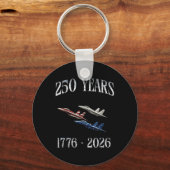 戦闘機 フラッグ 250周年 1776-2026 250th 誕生日 キーホルダー (正面)