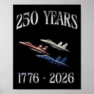戦闘機 フラッグ 250周年 1776-2026 250th 誕生日 ポスター