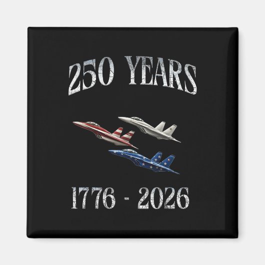戦闘機 フラッグ 250周年 1776-2026 250th 誕生日 マグネット (正面)