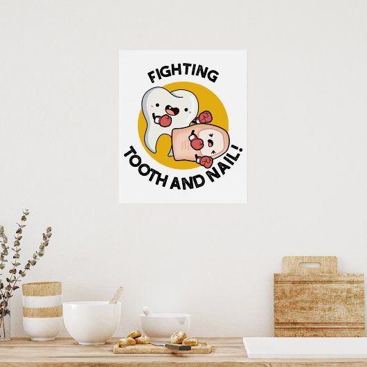 戦闘歯および爪、 ネイルおもしろいボクシングパン ポスター (キッチン)