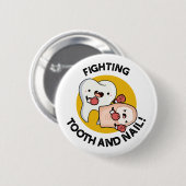 戦闘歯および爪、 ネイルおもしろいボクシングパン 缶バッジ (正面&裏面)