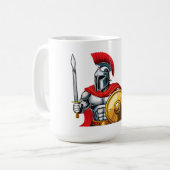 戦闘準備の剣と盾を持つ戦士 コーヒーマグカップ (正面左)