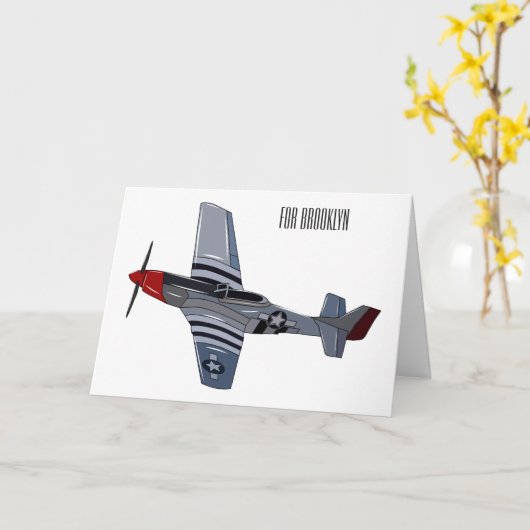 戦闘爆撃機の漫画イラストレーション カード (黄色い花)