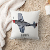 戦闘爆撃機の漫画イラストレーション クッション (ブランケット)