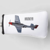 戦闘爆撃機の漫画イラストレーション ゴルフヘッドカバー (正面)