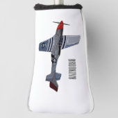 戦闘爆撃機の漫画イラストレーション ゴルフヘッドカバー (回転90)