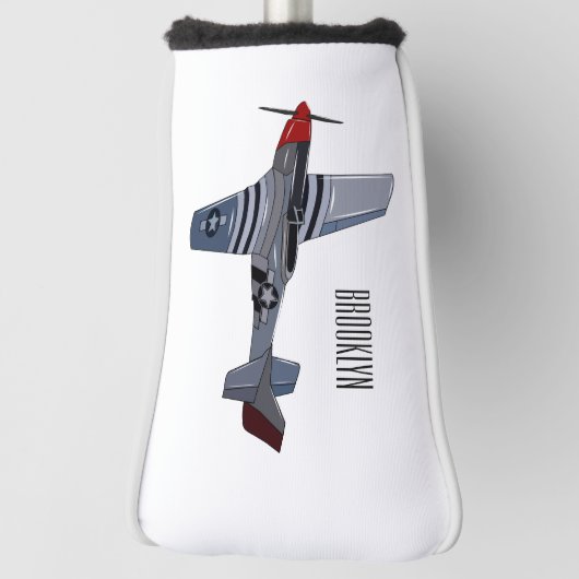 戦闘爆撃機の漫画イラストレーション ゴルフヘッドカバー (回転90)