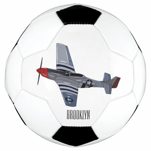 戦闘爆撃機の漫画イラストレーション サッカーボール (正面)