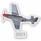 戦闘爆撃機の漫画イラストレーション シール (正面)