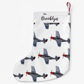 戦闘爆撃機の漫画イラストレーション スモールクリスマスストッキング (裏面)