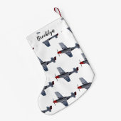 戦闘爆撃機の漫画イラストレーション スモールクリスマスストッキング (裏面 (吊り時))