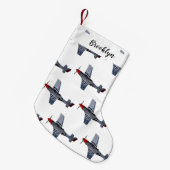 戦闘爆撃機の漫画イラストレーション スモールクリスマスストッキング (正面 (吊り時))