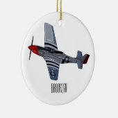 戦闘爆撃機の漫画イラストレーション セラミックオーナメント (右)