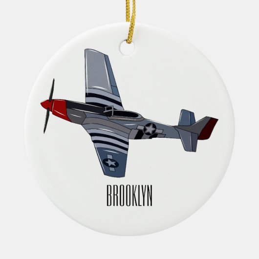 戦闘爆撃機の漫画イラストレーション セラミックオーナメント (正面)