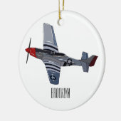 戦闘爆撃機の漫画イラストレーション セラミックオーナメント (左)