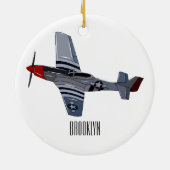 戦闘爆撃機の漫画イラストレーション セラミックオーナメント (裏面)