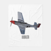 戦闘爆撃機の漫画イラストレーション フリースブランケット (正面)