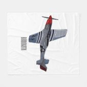 戦闘爆撃機の漫画イラストレーション フリースブランケット (正面(横))