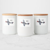 戦闘爆撃機の漫画イラストレーション フードラベル (ボトル)