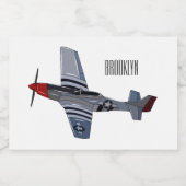 戦闘爆撃機の漫画イラストレーション フードラベル (シングルラベル)