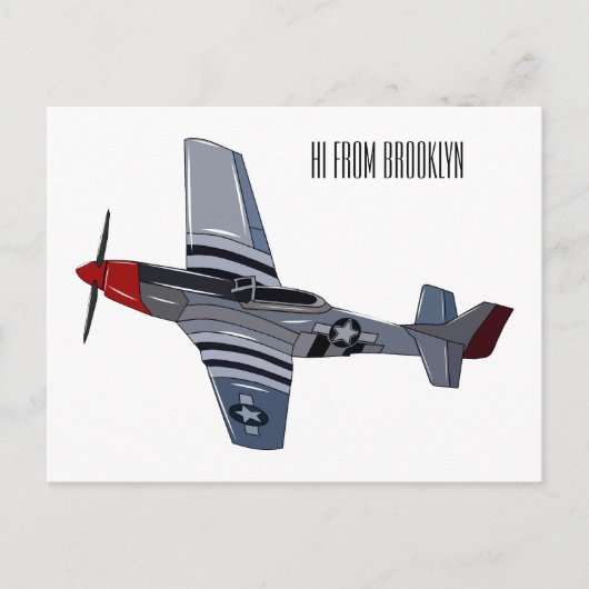 戦闘爆撃機の漫画イラストレーション ポストカード (正面)