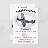 戦闘爆撃機の漫画イラストレーション 招待状 (正面/裏面)