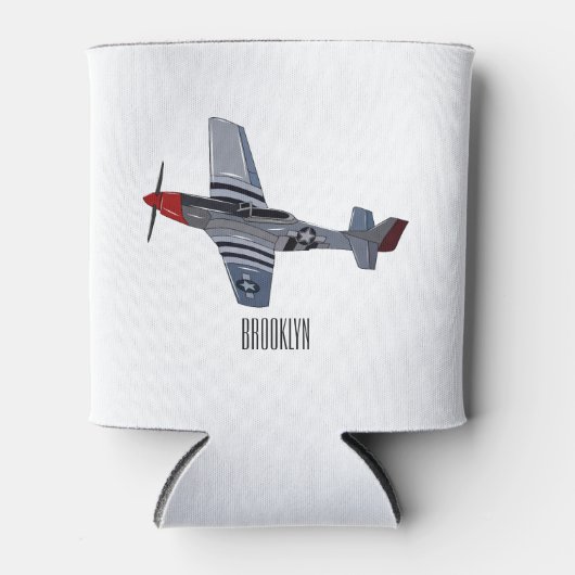 戦闘爆撃機の漫画イラストレーション 缶クーラー (正面)