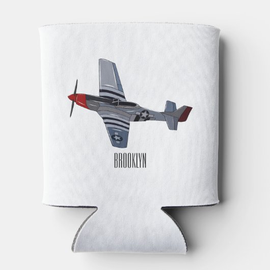 戦闘爆撃機の漫画イラストレーション 缶クーラー (裏面)