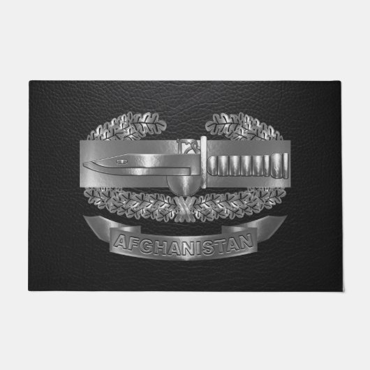 戦闘行動バッジアフガニスタン退役軍人 ドアマット (正面)